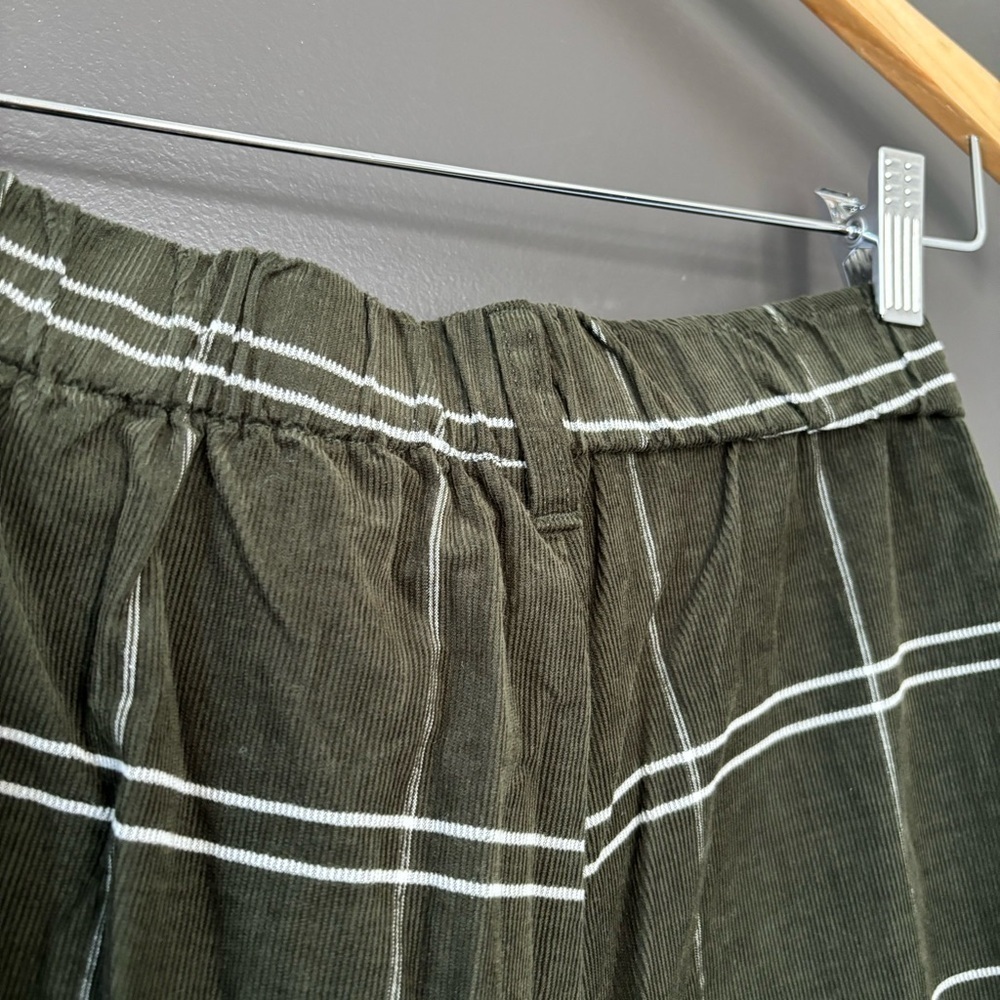 NWT Madewell Corduroy Pull On MidRise Pants in Windowpane Forest Green Cotton XS - Picture 7 of 7